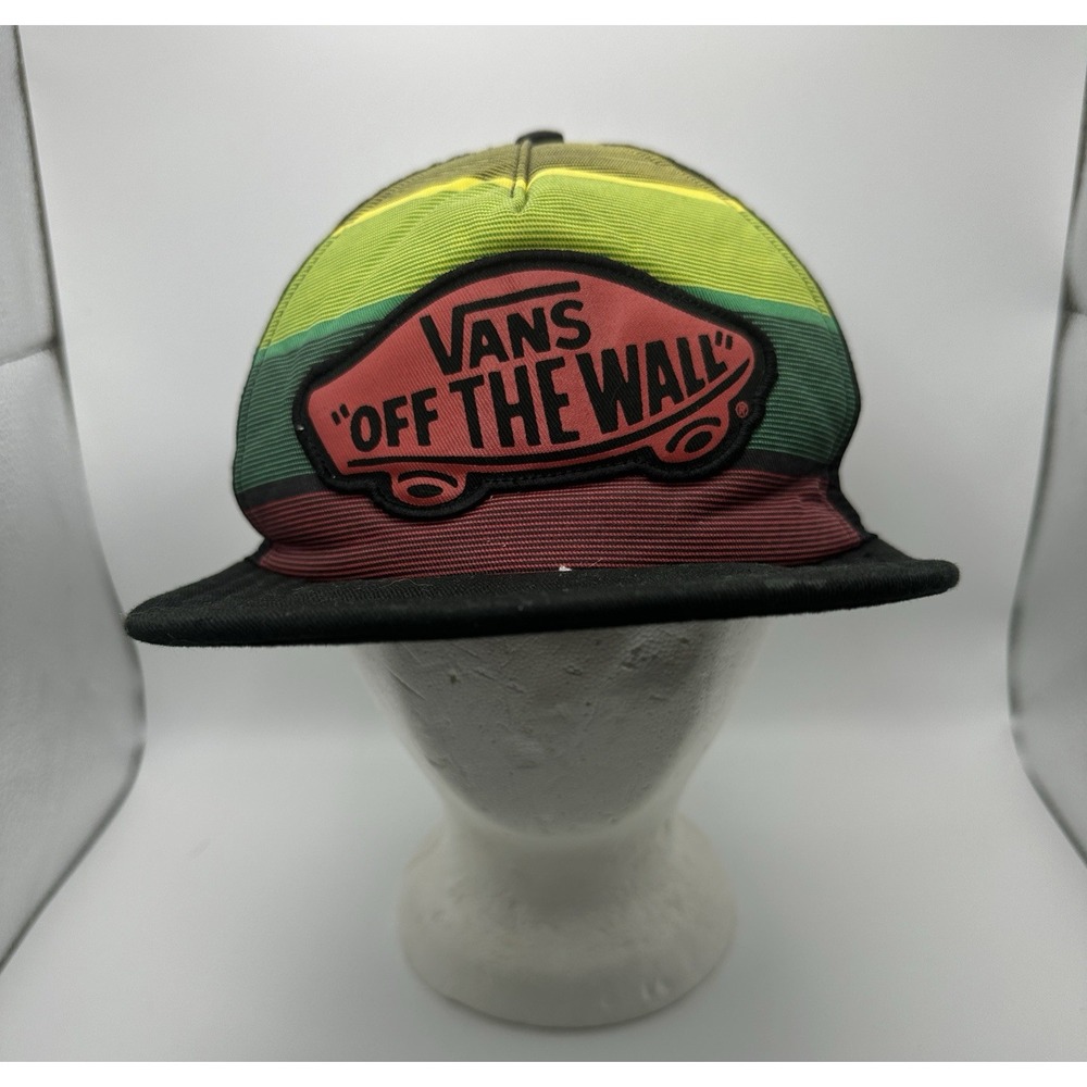 Vans Off the‎ Wall Multicolor Strap Back Mesh Foam Neon Green Red  Trucker's Hat